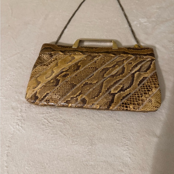 Varón Pyton Sneake Skin Leather Crossbody Purse. - Picture 1 of 7